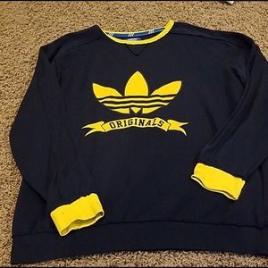Adidas crewneck long sleeve shirt blue/yellow